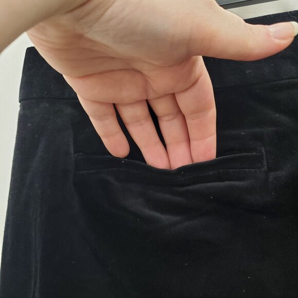 Lands' End Y2K Black Stretch Velour Velvet Casual Bootcut Leg Pants Fit 2 Sz 12 - Picture 6 of 7